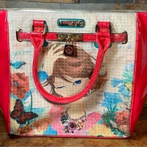 Nicole Lee Vibrant Red and Multicolor Tote